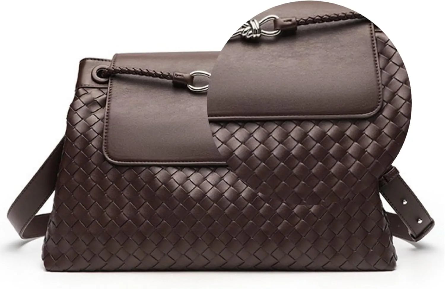 Men's woven bag, leather handbag, suitable for men's and women's crossbody top handling satchel, tote bag purse handbag