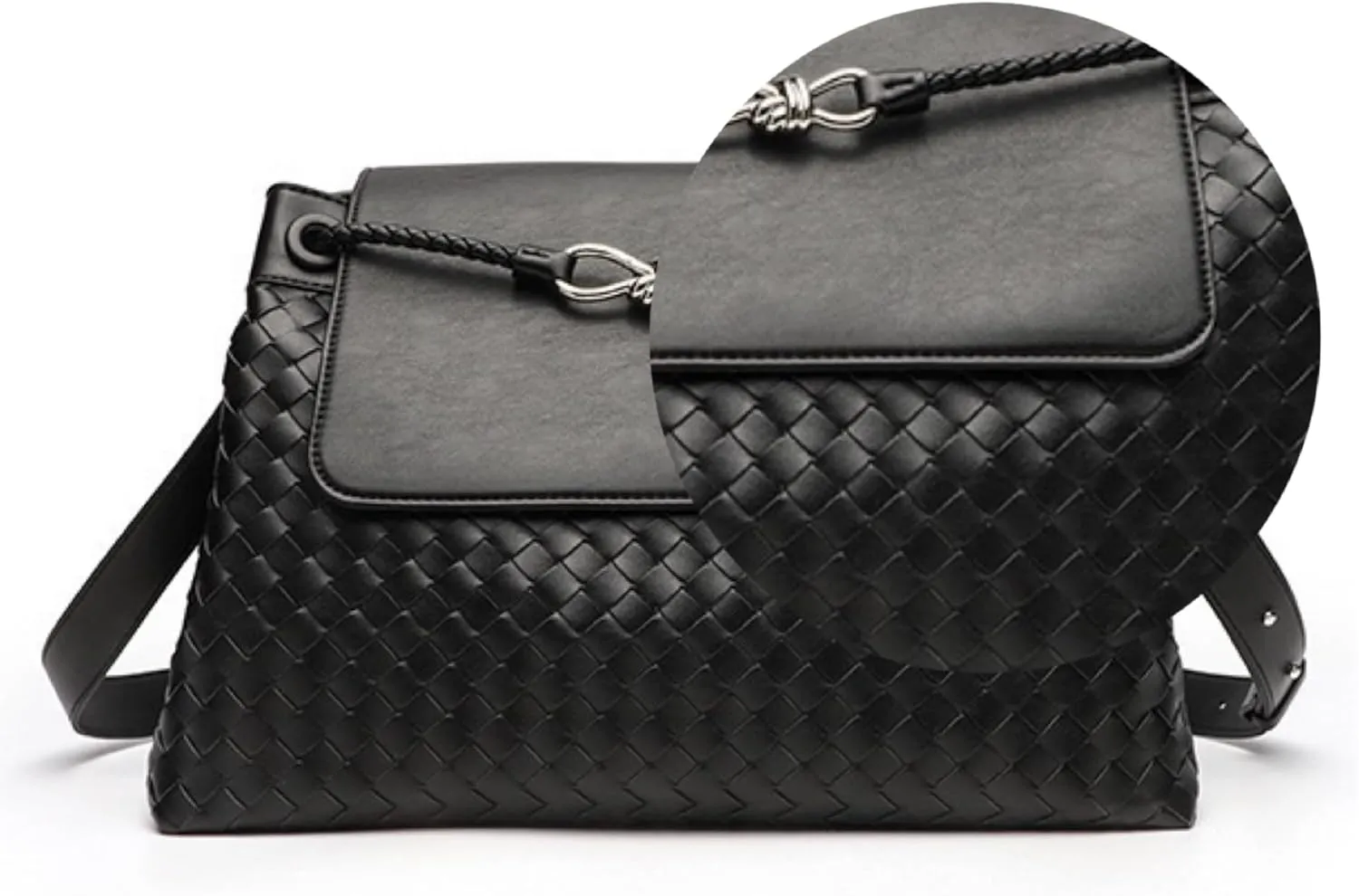 Men's woven bag, leather handbag, suitable for men's and women's crossbody top handling satchel, tote bag purse handbag
