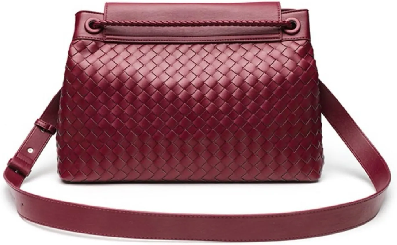 Men's woven bag, leather handbag, suitable for men's and women's crossbody top handling satchel, tote bag purse handbag