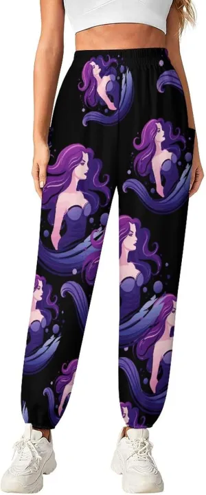 Mermaid Women's Harem Pants Lightweight Yoga Pants Beach Pants Dance Trousers with Pockets