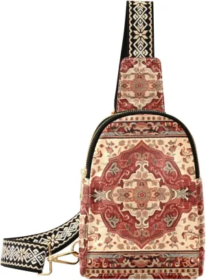 Mexico Talavera Boho Sling Bag for Women Fanny Packs for Women Small Leather Fanny Pack Crossbody Bags Fashion Waist Packs Chest Bag for Travel 21341396