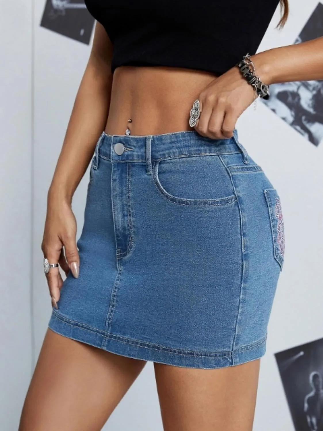 Mini Skirts for Women,Sexy High Waisted Summer Dress,Trendy Jean Skirts Clothes with Pockets,for Everyday Wear