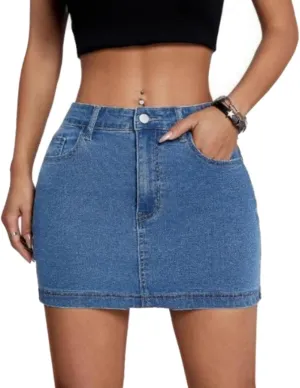 Mini Skirts for Women,Sexy High Waisted Summer Dress,Trendy Jean Skirts Clothes with Pockets,for Everyday Wear