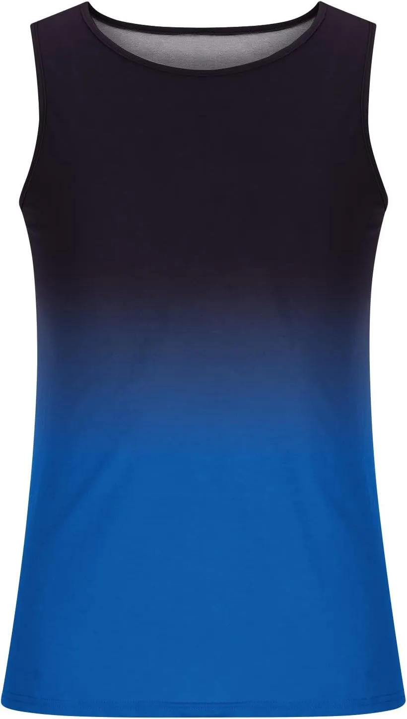 Muscularfit Beach Tank Tops for Men Summer Fashion Sleeveless Gradient Color Muscle Basic T Shirts Casual Loose Pullover Tops