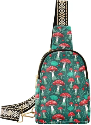 Mushroom Sling Bag for Women Fanny Packs for Women Small Leather Fanny Pack Crossbody Bags Fashion Waist Packs Chest Bag for Travel 21342171