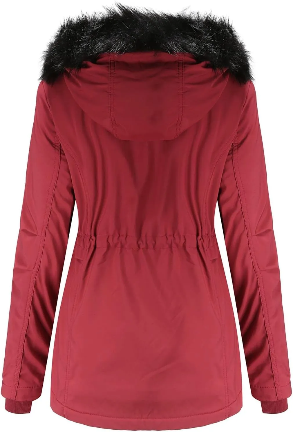 NaRHbrg Women's Vegan Down Hooded Jacket, Maxi Long Puffer Winter Warm Coat, Ladies Zip Water-Resistant Thicken Parka Outwear