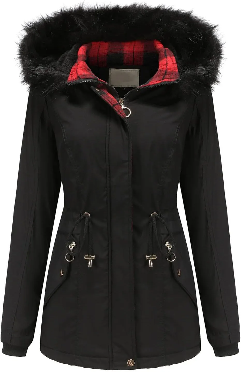 NaRHbrg Women's Vegan Down Hooded Jacket, Maxi Long Puffer Winter Warm Coat, Ladies Zip Water-Resistant Thicken Parka Outwear
