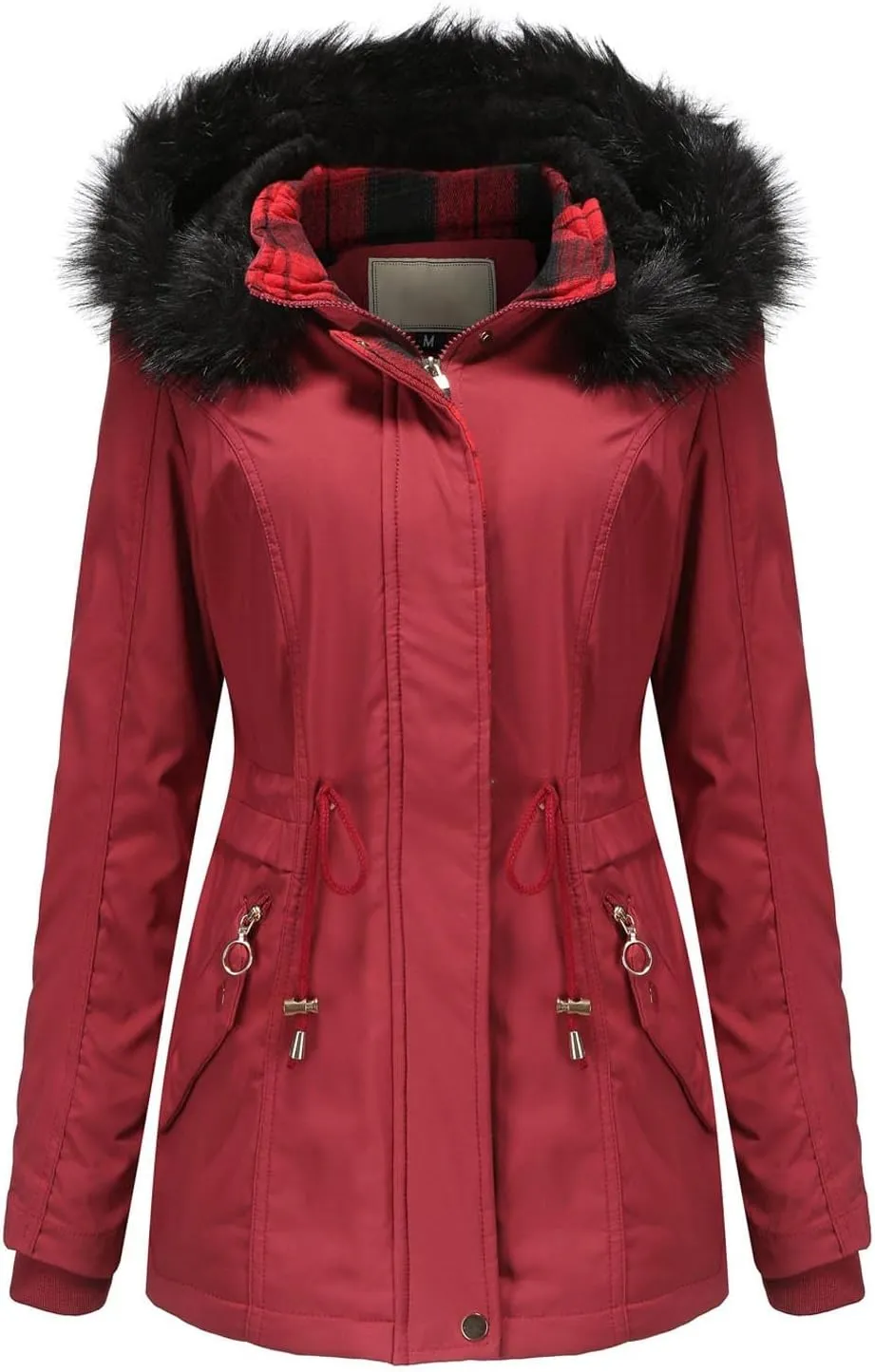 NaRHbrg Women's Vegan Down Hooded Jacket, Maxi Long Puffer Winter Warm Coat, Ladies Zip Water-Resistant Thicken Parka Outwear