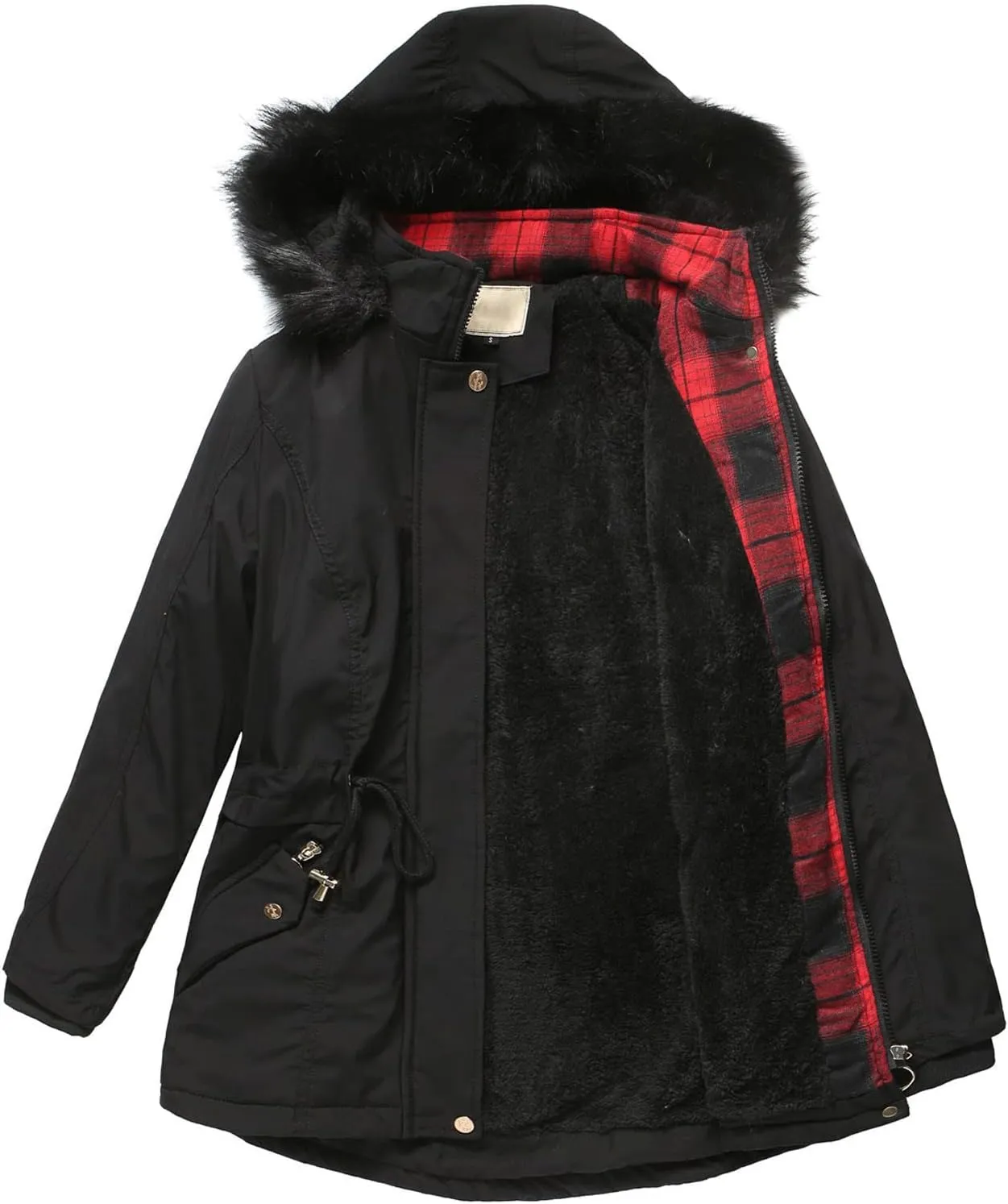 NaRHbrg Women's Vegan Down Hooded Jacket, Maxi Long Puffer Winter Warm Coat, Ladies Zip Water-Resistant Thicken Parka Outwear