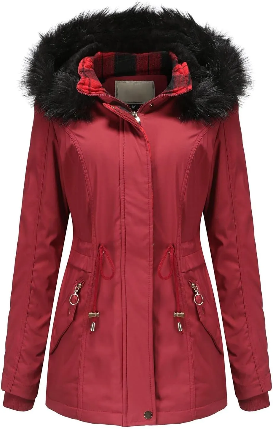 NaRHbrg Women's Vegan Down Hooded Jacket, Maxi Long Puffer Winter Warm Coat, Ladies Zip Water-Resistant Thicken Parka Outwear
