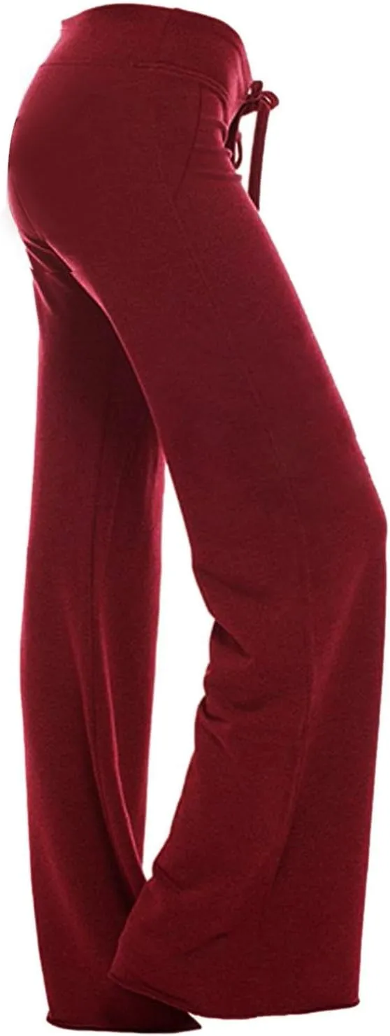 NATHGAM Women's Yoga Pants with Pockets 2024 Trendy High Waisted Trousers Lounge Workout Running Baggy Stretch Flare Pants