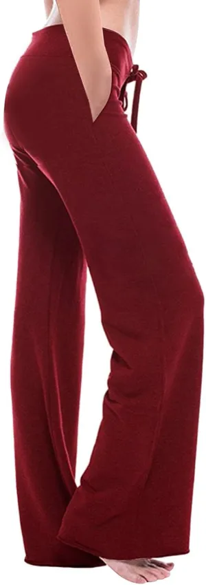 NATHGAM Women's Yoga Pants with Pockets 2024 Trendy High Waisted Trousers Lounge Workout Running Baggy Stretch Flare Pants