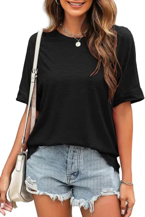 Newchoice Women's Oversized Tshirts Summer Short Sleeve Crewneck Casual Loose Basic Tops