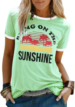 Nlife Bring On The Sunshine Graphic Long Sleeves Tees Blouses for Women Tops Sweaters for Women