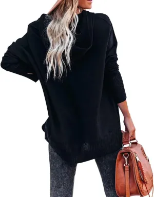 nqgsntc Women Fall Long Sleeve V Neck Pullover Hoodies Sweatshirt Varsity Sweater with Pocket Plus Size Clothing