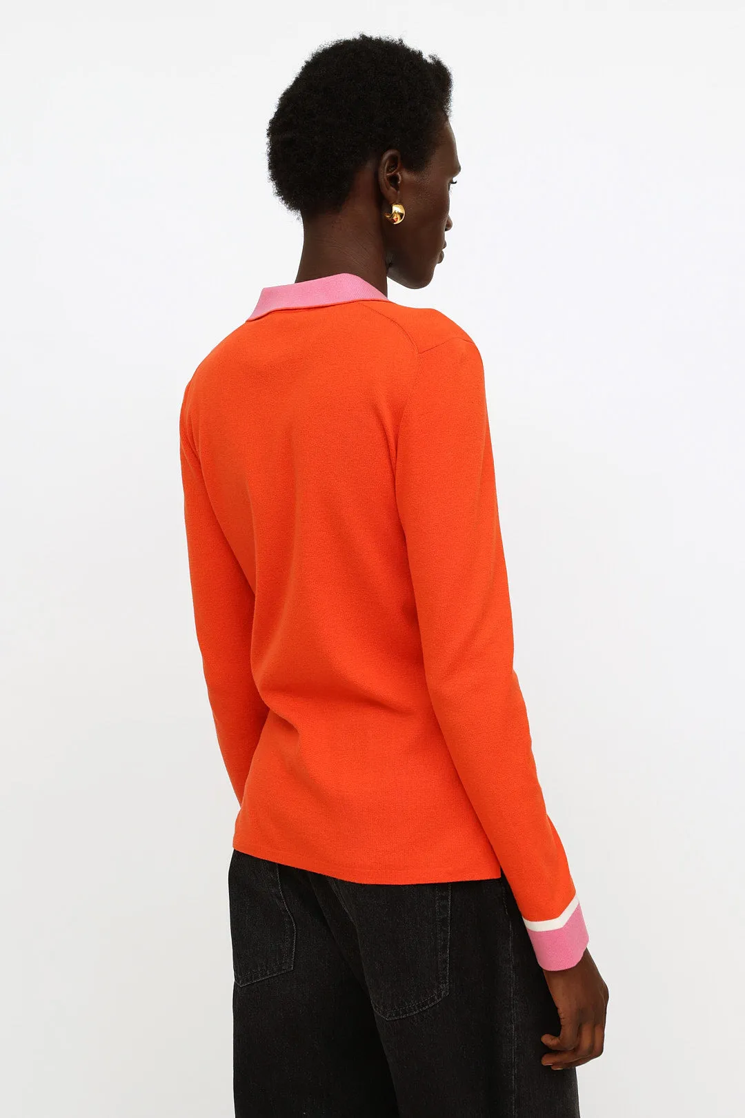 Orange & Pink Button Up Knit Top