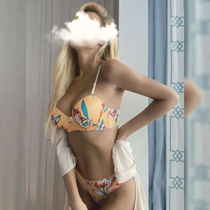 Orange Floral - Bra Set