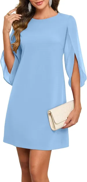 oten Women's 2025 Flutter Sleeve Cocktail Dress Crew Neck Chiffon Formal Wedding Guest Party Dresses