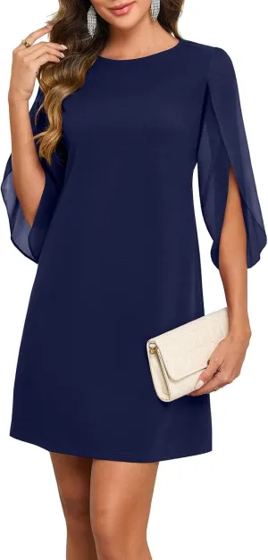 oten Women's 2025 Flutter Sleeve Cocktail Dress Crew Neck Chiffon Formal Wedding Guest Party Dresses