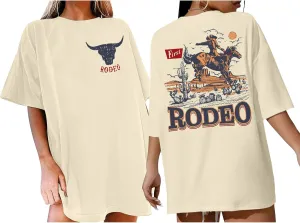 Oversized Cowboy Country Shirt Women: Cowgirl Country Music Shirt Rodeo Graphic Tee Casual Loose Western Top