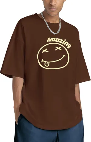 Oversized Graphic Tshirt for Men Funny Letter Print T Shirt Casual Loose Retro Streetwear Shirts Tops Tees