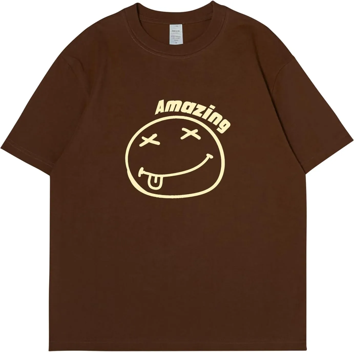 Oversized Graphic Tshirt for Men Funny Letter Print T Shirt Casual Loose Retro Streetwear Shirts Tops Tees