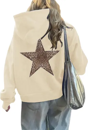 Oversized Hoodies for Women Graphic Leopard Graphic Sweatshirts Casual Y2K Long Sleeve Hooded Pullovers