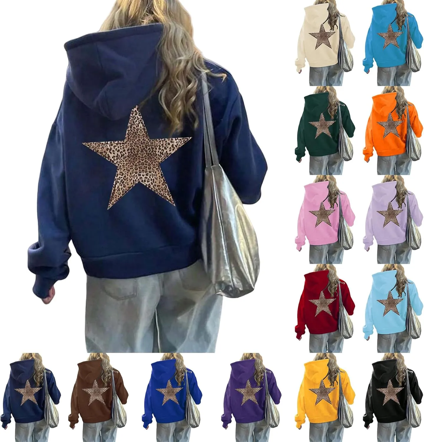 Oversized Hoodies for Women Graphic Leopard Graphic Sweatshirts Casual Y2K Long Sleeve Hooded Pullovers
