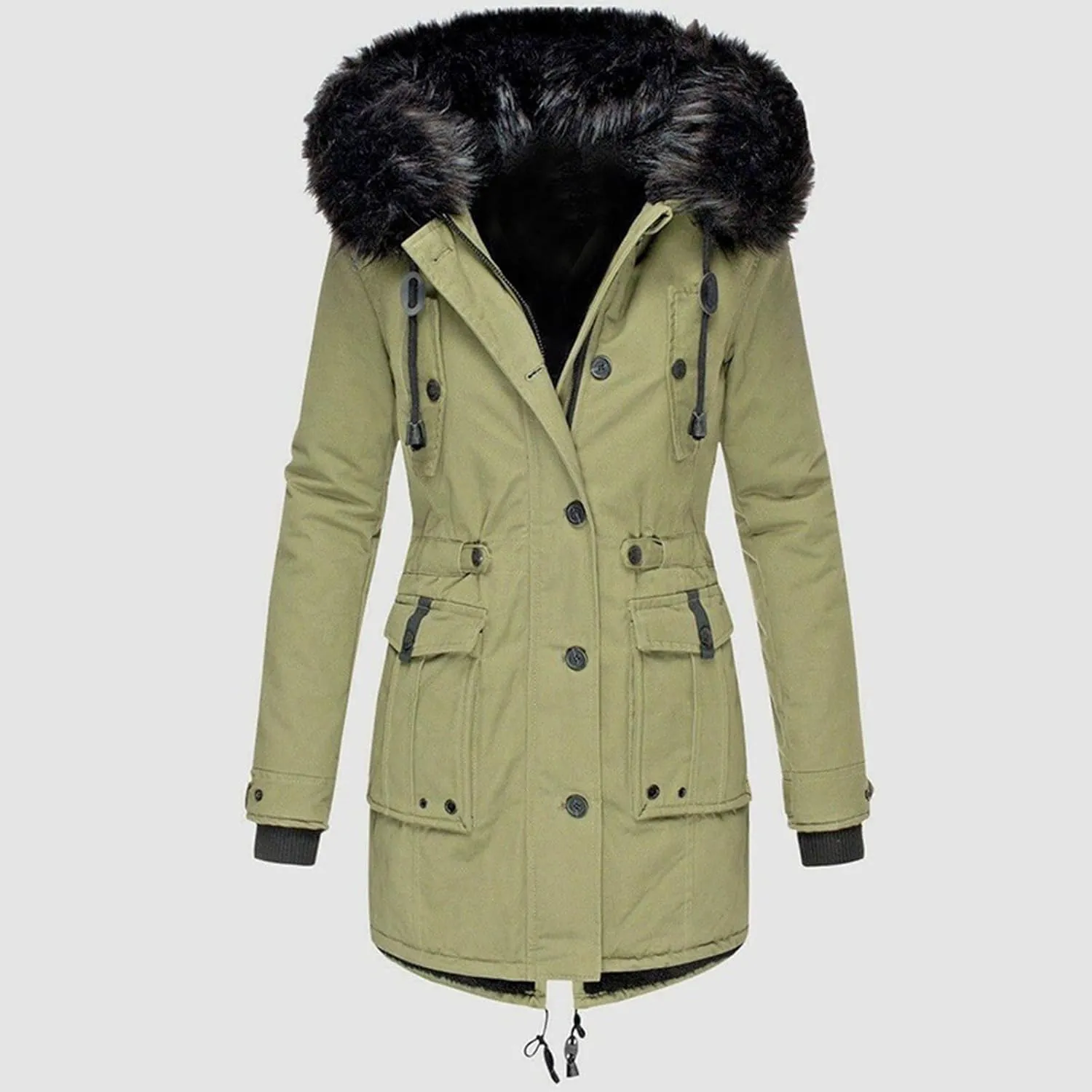 Padded for Women Coat Outerwear Quilted Jackets Oversized Padded Jacket Fur Collar Cozy Windbreaker Sweater Hoodies