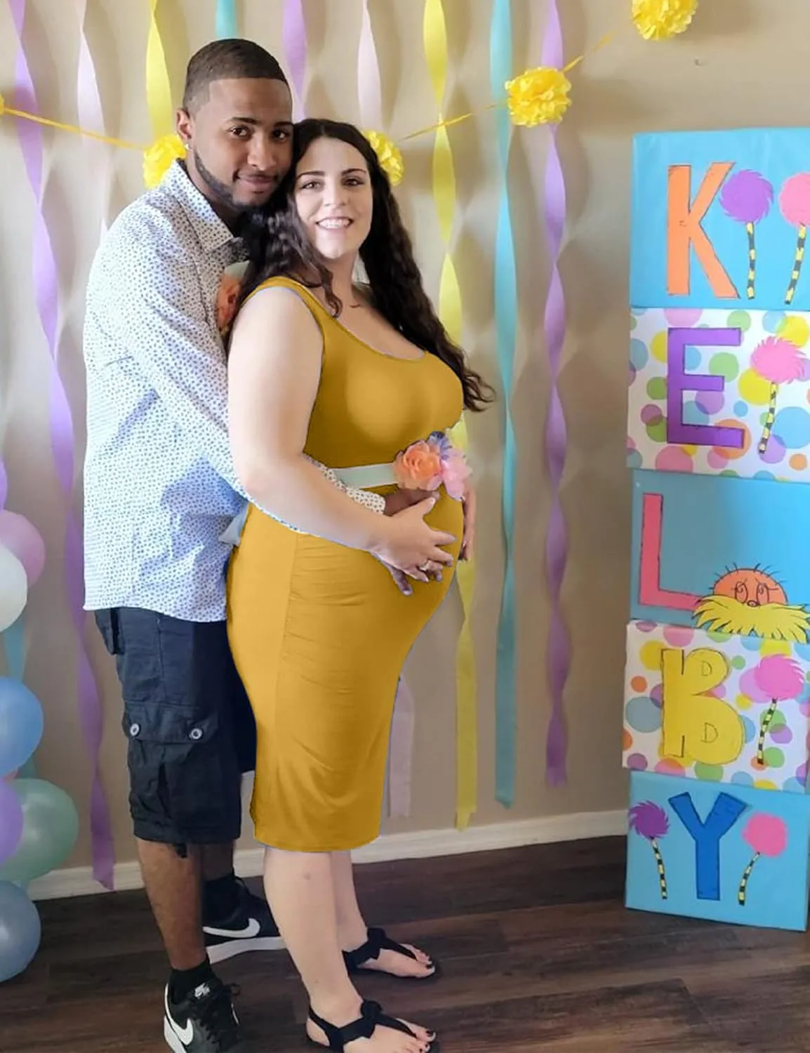 Peauty "B Shape Side Ruch Maternity Tank Dress/Bodycon Midi Dress for Everyday Wear Baby Shower