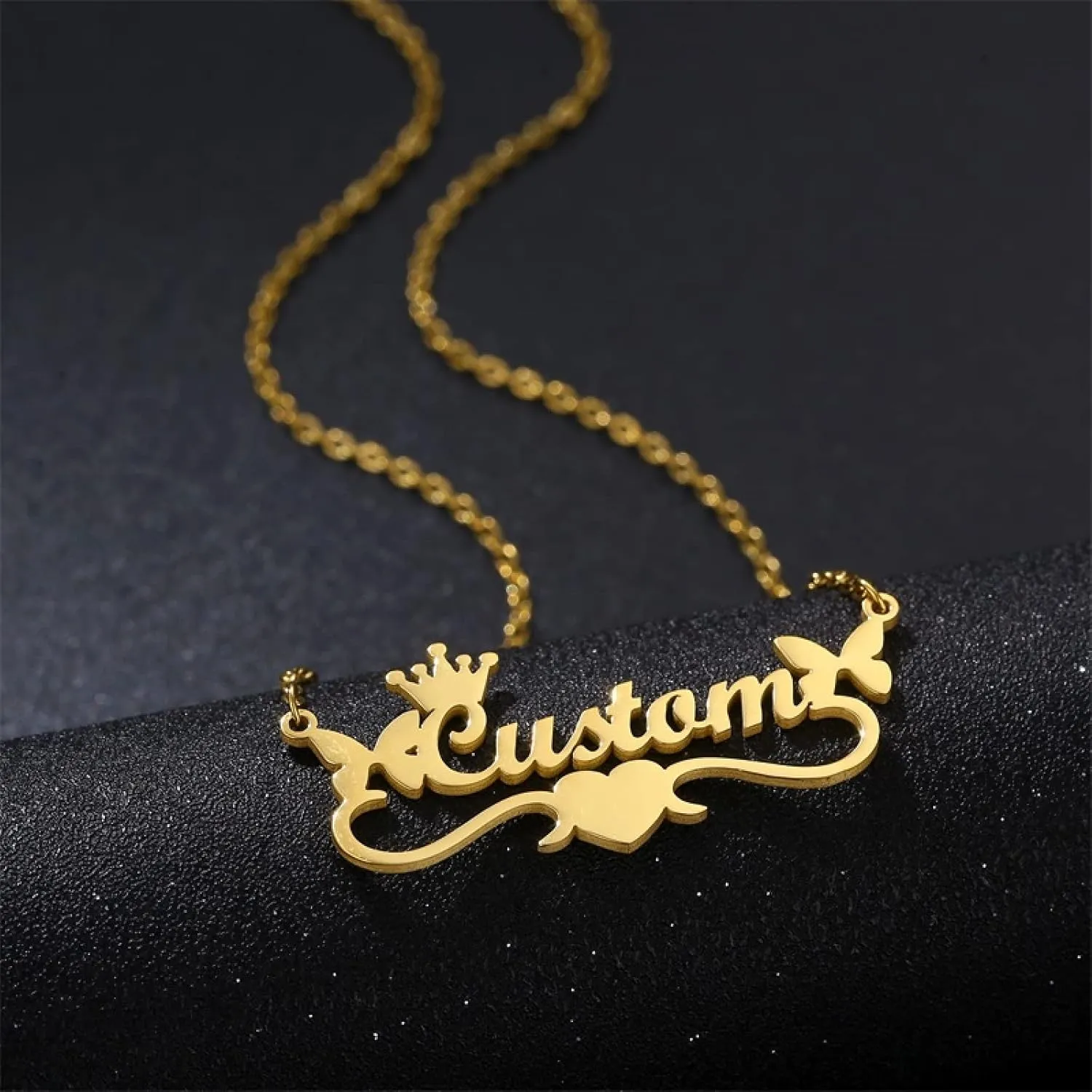 Personalized Name Chains Necklace Lovely Butterfly Heart Crown Custom Letter Numbers Handmade Pendants Women Jewelry Gifts