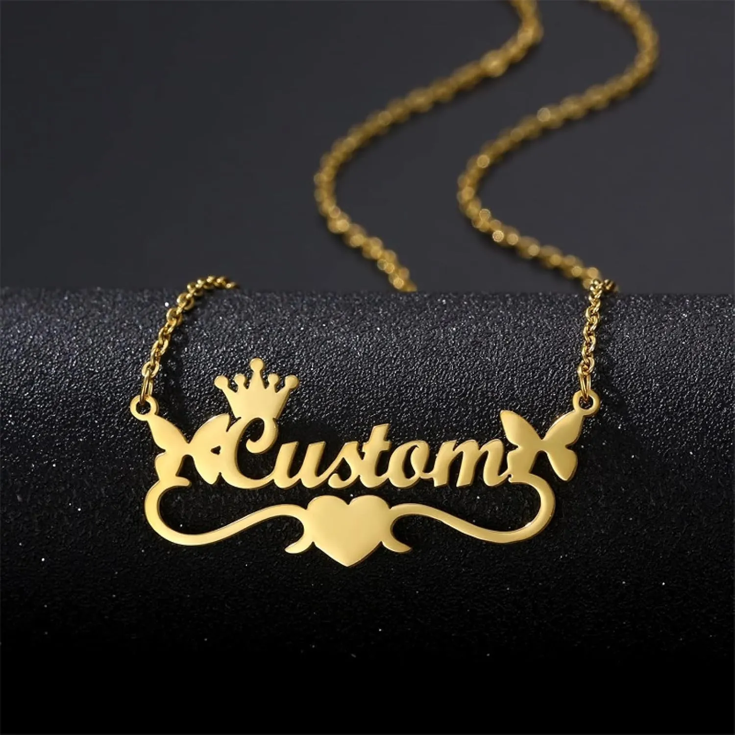 Personalized Name Chains Necklace Lovely Butterfly Heart Crown Custom Letter Numbers Handmade Pendants Women Jewelry Gifts