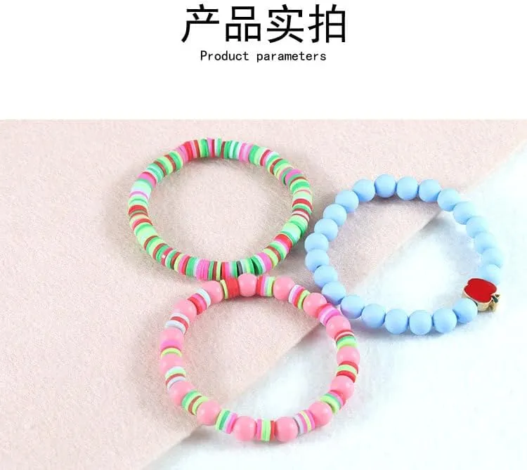 Pingyongchang Teacher Appreciation Gifts Heishi Surfer Beaded Bracelets Set Ploymer Clay Stackable Elastic Bangle for Women Bohemian Handmade Beaded Love Teach Inspire Teacher Graduation Bracelet