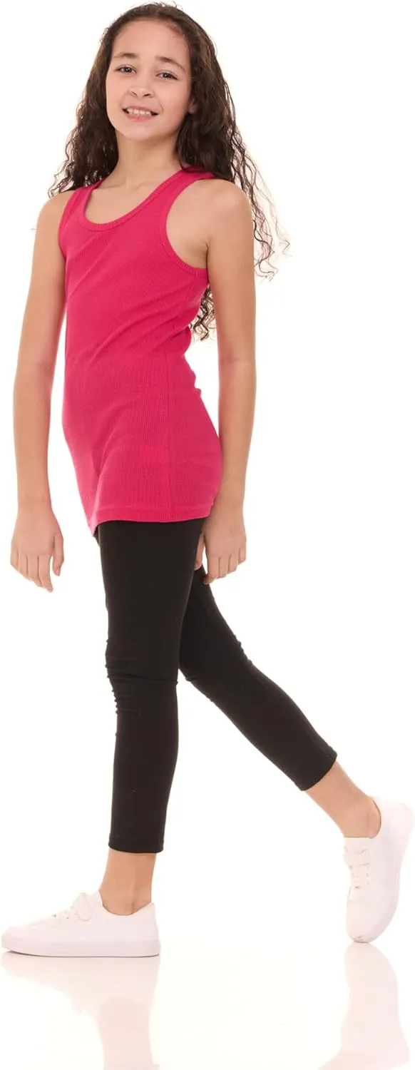 Pink Angel 6-Pack Girls Tank Tops - Undershirts, Trendy Ribbed Sleeveless Summer Shirts - Kids Tank Tops