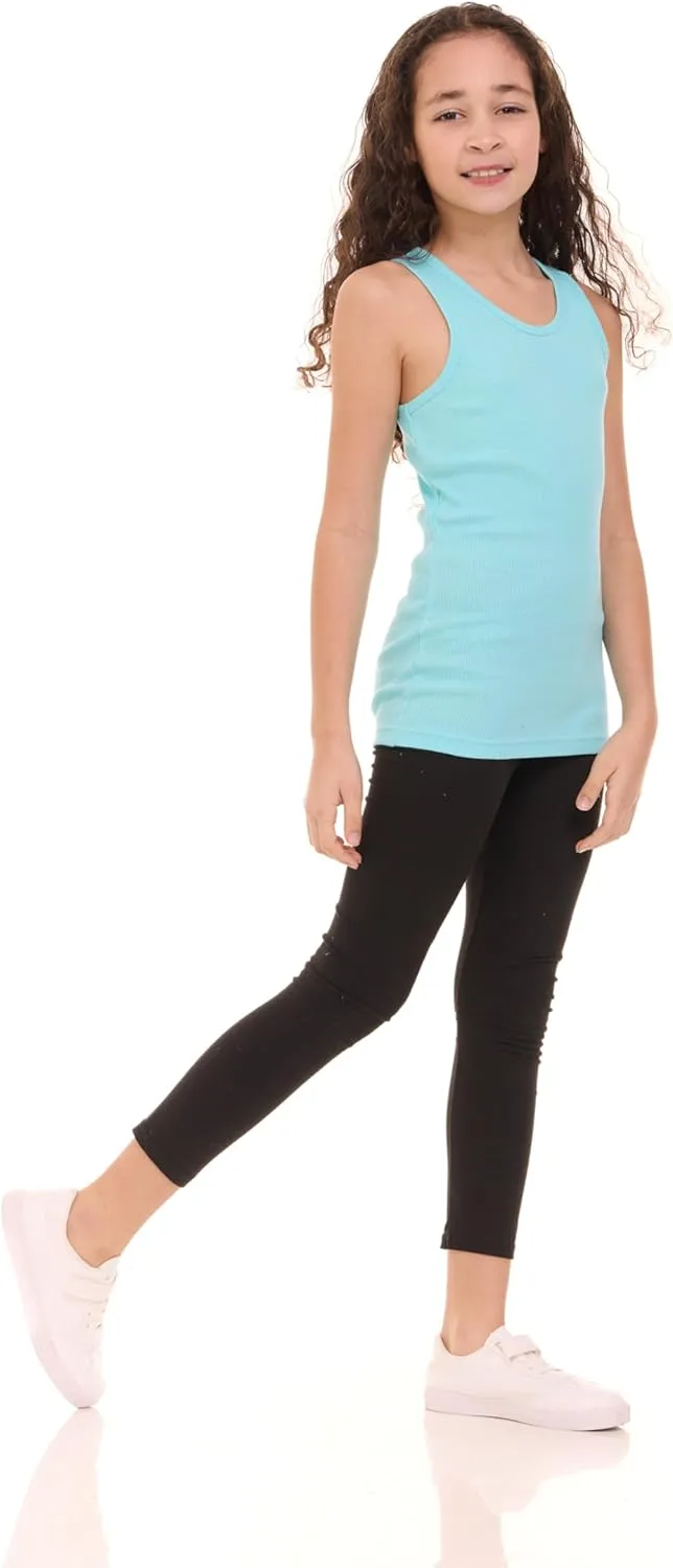 Pink Angel 6-Pack Girls Tank Tops - Undershirts, Trendy Ribbed Sleeveless Summer Shirts - Kids Tank Tops
