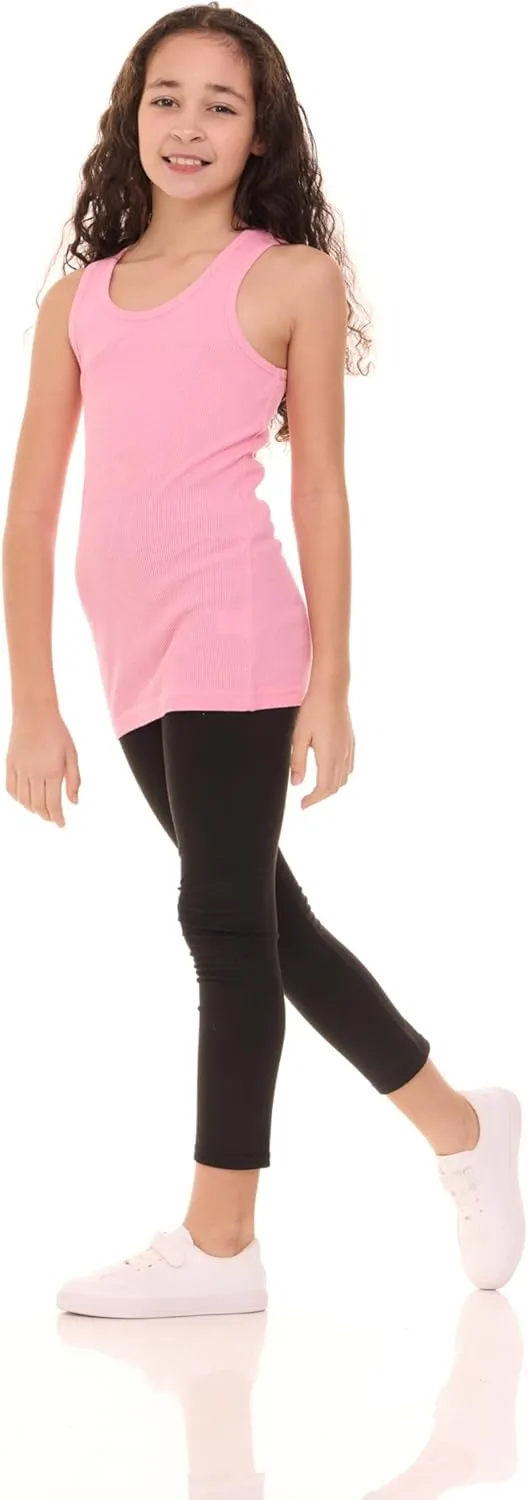 Pink Angel 6-Pack Girls Tank Tops - Undershirts, Trendy Ribbed Sleeveless Summer Shirts - Kids Tank Tops