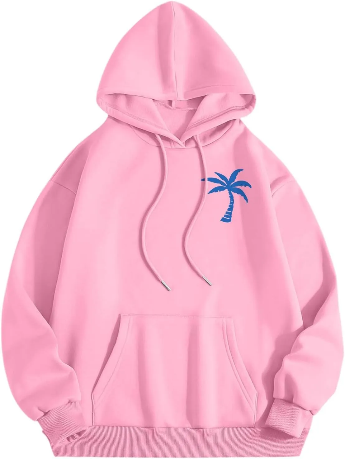 Pink Pom Puff Oversized Hoodie for Teen Girls Long Sleeve Y2K Graphic Hoodies with Pockets 2024 Fall Preppy Sweatshirt