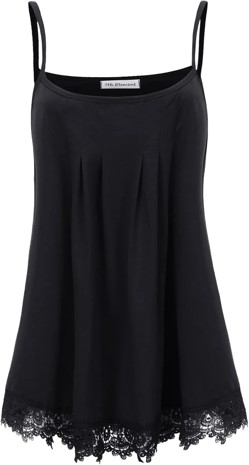 Plus Size Tank Tops for Women 2025 Summer Sleeveless Top Lace Trim Extender Camisole Cami Dressy Loose Shirt