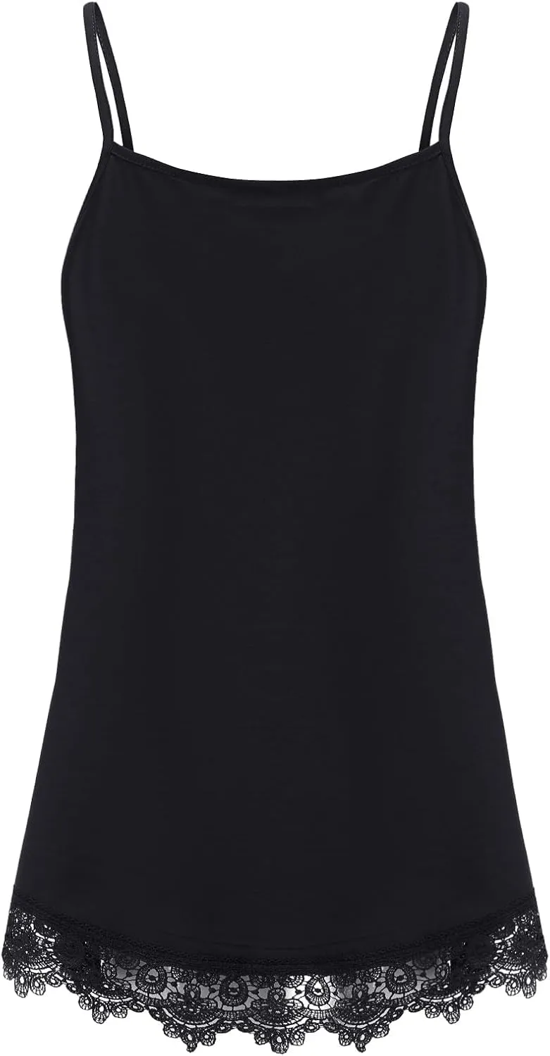 Plus Size Tank Tops for Women 2025 Summer Sleeveless Top Lace Trim Extender Camisole Cami Dressy Loose Shirt