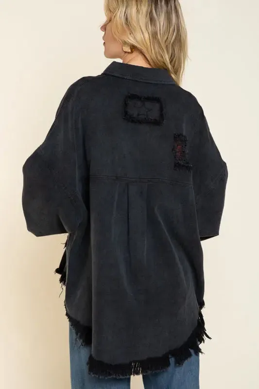 Pol Clothing Inc. Autumn Nights Jacket  Oversized, Distressed & Effortlessly Cool