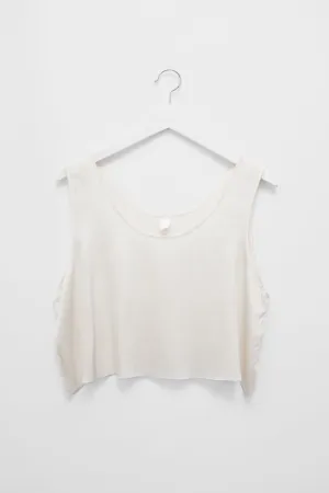 PURE SATIN SILK IVORY CROP VINTAGE TANK