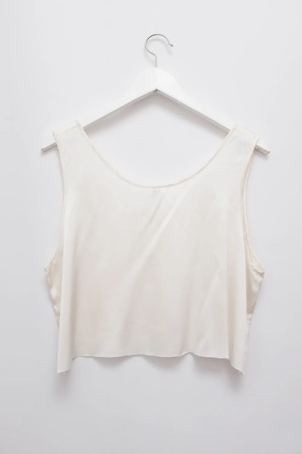 PURE SATIN SILK IVORY CROP VINTAGE TANK