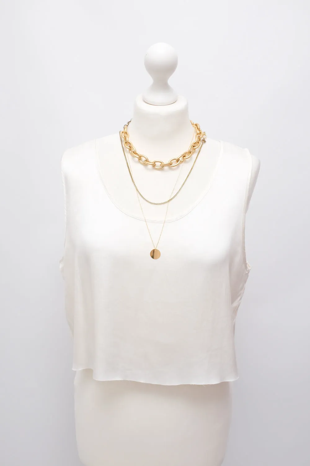 PURE SATIN SILK IVORY CROP VINTAGE TANK