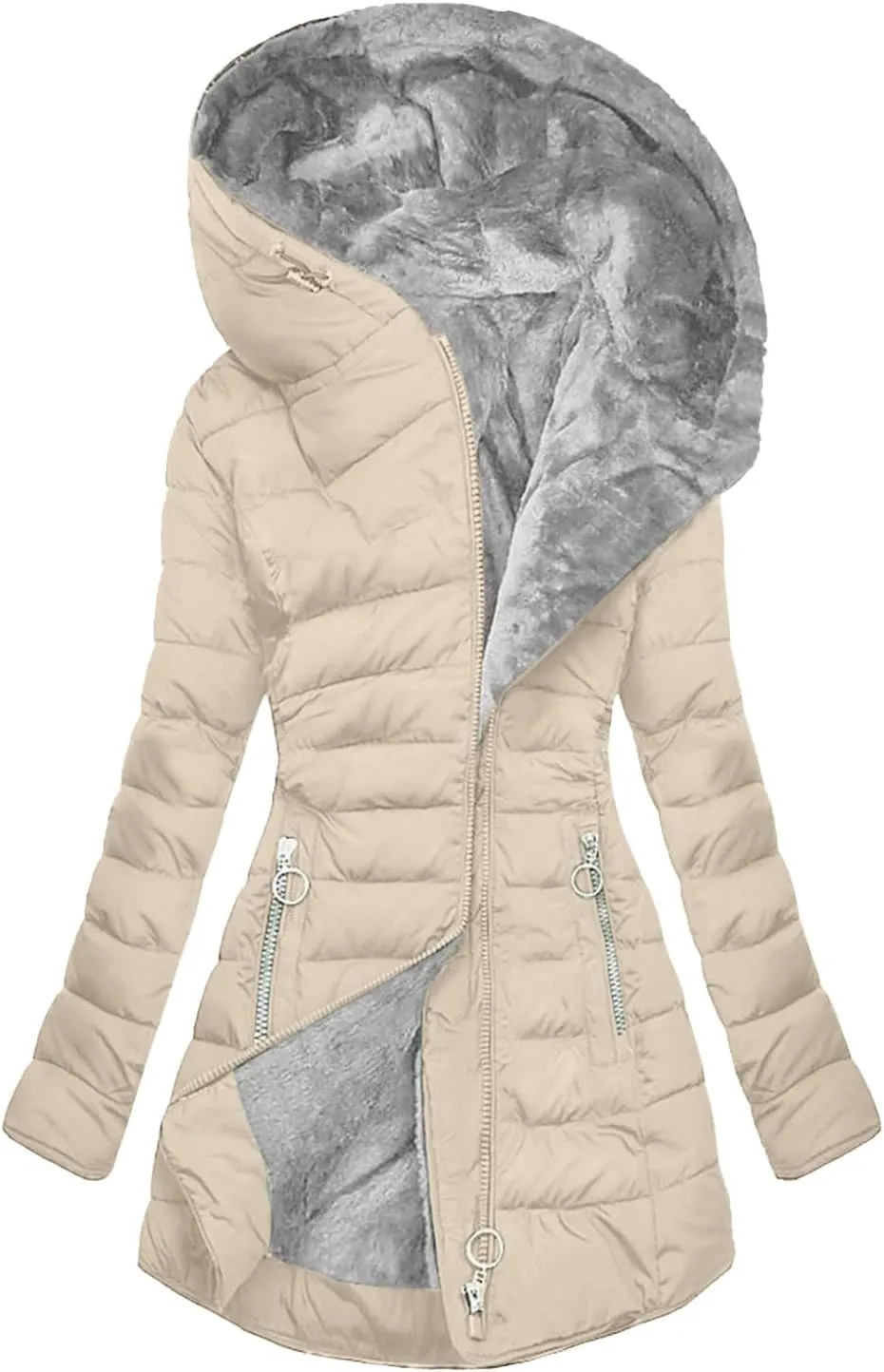 Rain Jacket Women Waterproof Lightweight Rain Coat Outdoor Hooded Long Windbreaker Fleece Lined Fall Trench Coats