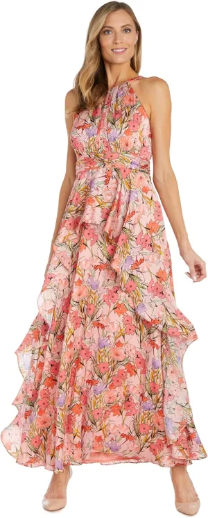 R&M Richards Women's Coral/Lavender Bloom Daytime Dress