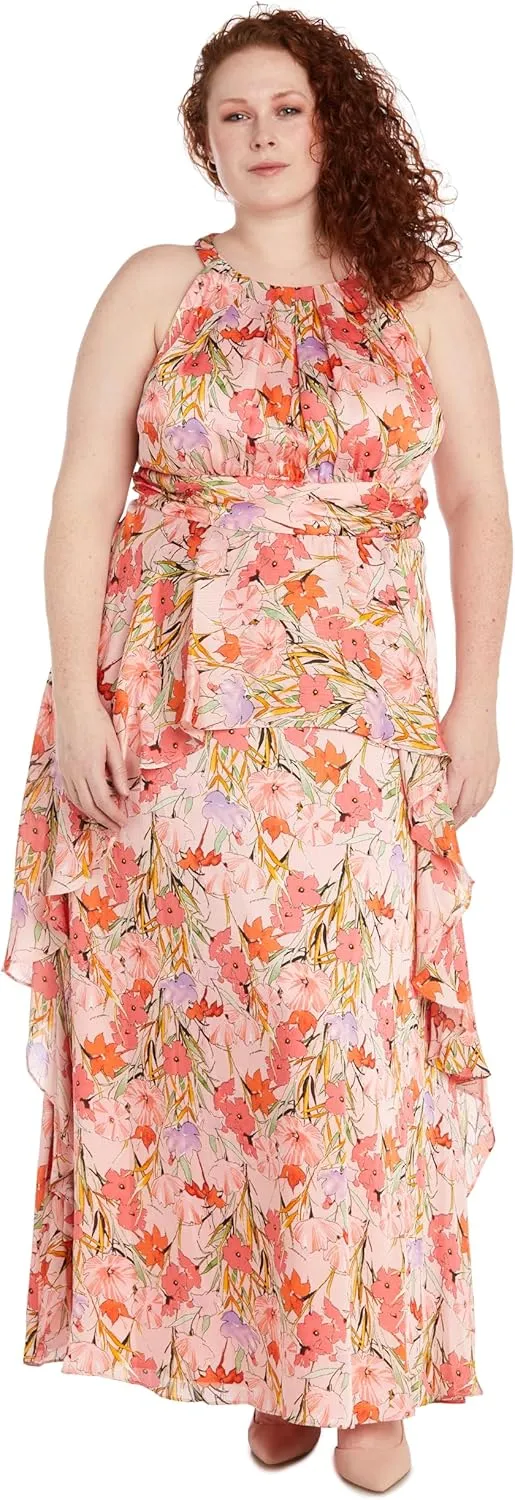 R&M Richards Women's Coral/Lavender Bloom Daytime Dress