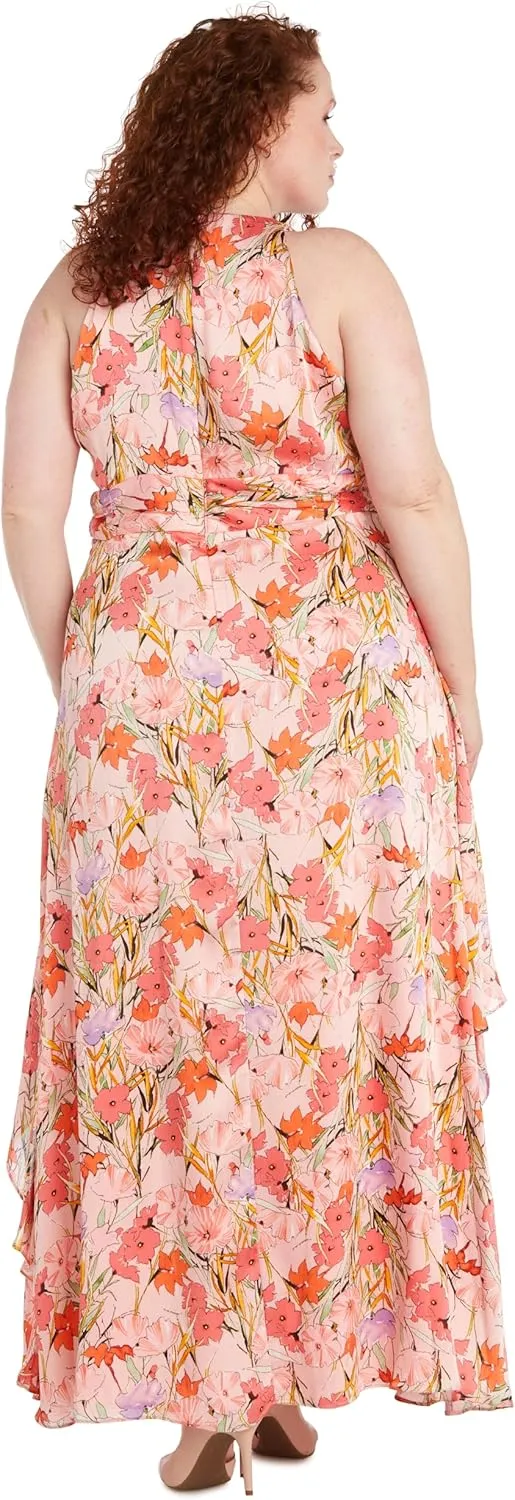 R&M Richards Women's Coral/Lavender Bloom Daytime Dress