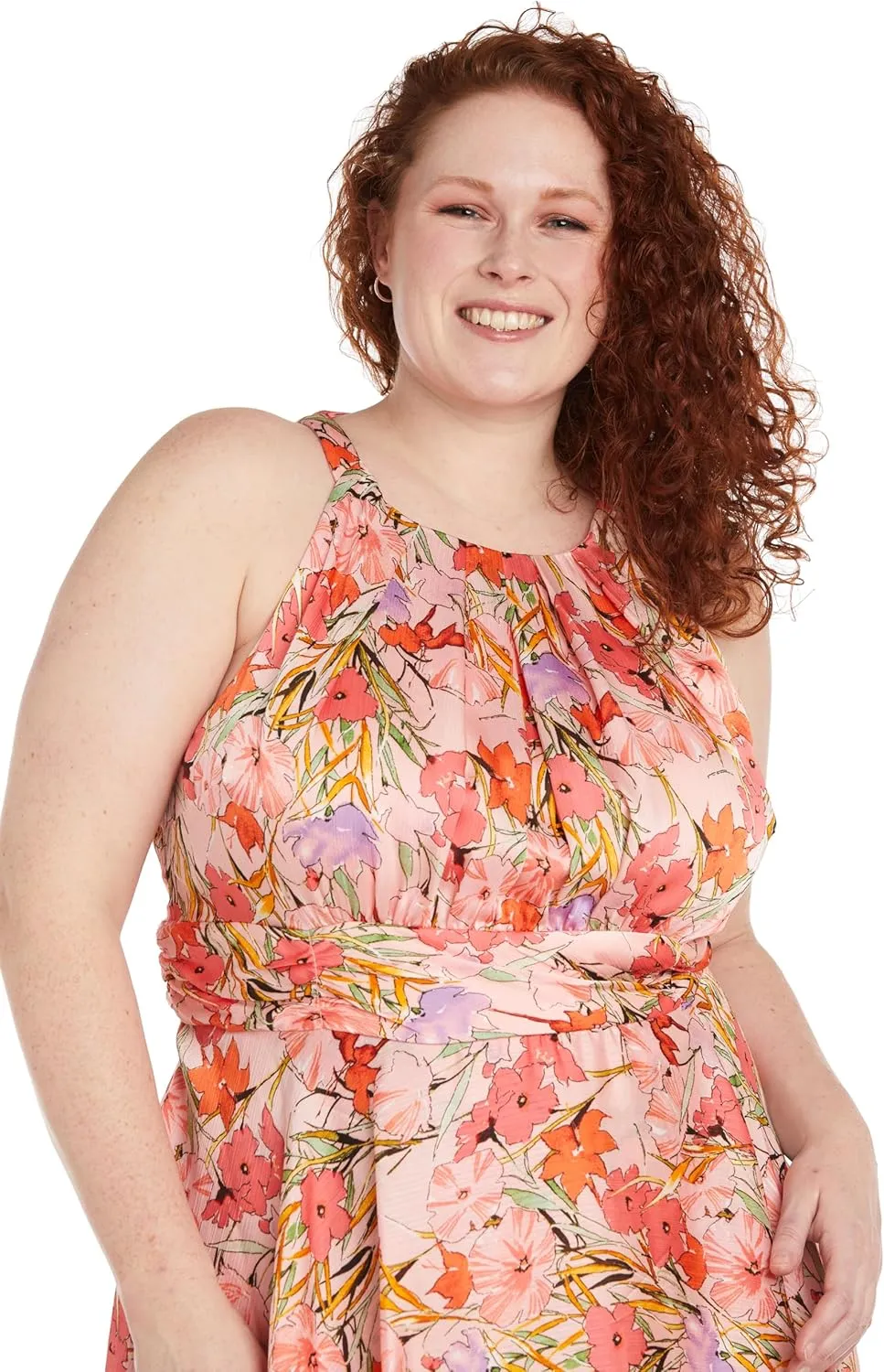R&M Richards Women's Coral/Lavender Bloom Daytime Dress