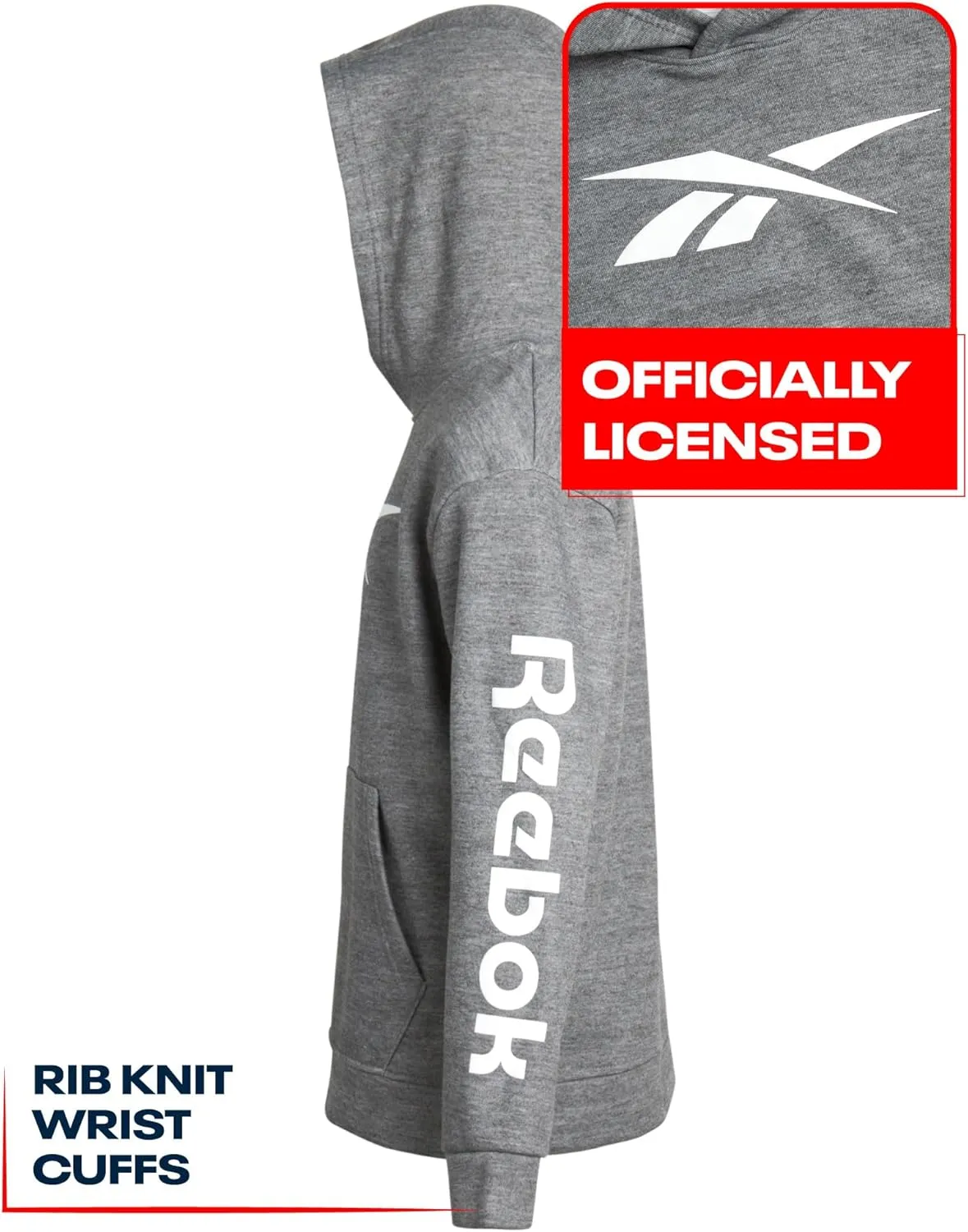Reebok Boys' Sweatshirt - Fleece Pullover Fashion Hoodie Designs and Logos