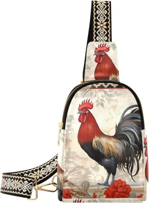 Rooster Sling Bag for Women Fanny Packs for Women Small Leather Fanny Pack Crossbody Bags Fashion Waist Packs Chest Bag for Travel 21341287